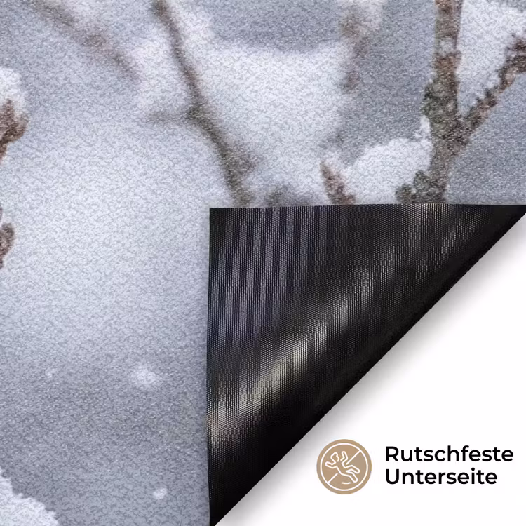 Vogel - Tak - Sneeuw - Winter Deurmat klein -antislip_DE