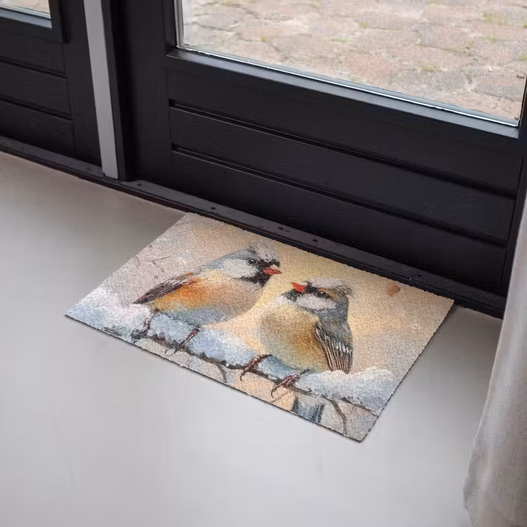 Vogels - Tak - Winter - Sneeuw Deurmat klein -sfeer2