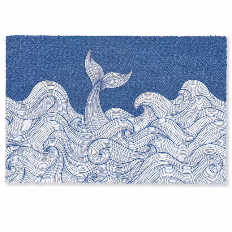 Walvis - Staart - Golven - Lijntekening - Blauw Deurmat klein -zkaufland3d