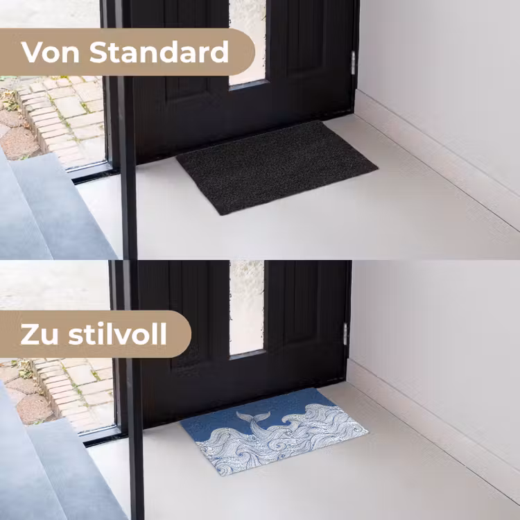 Walvis - Staart - Golven - Lijntekening - Blauw Deurmat klein -voor-na_DE