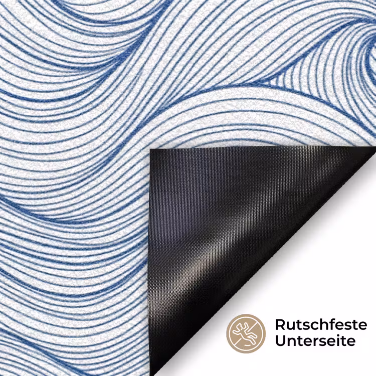 Walvis - Staart - Golven - Lijntekening - Blauw Deurmat klein -antislip_DE