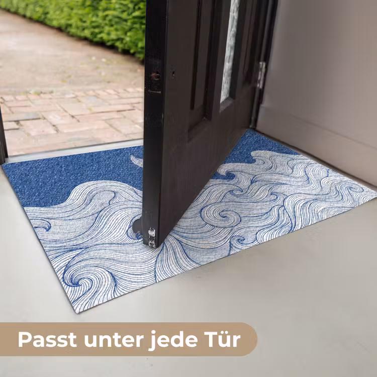 Walvis - Staart - Golven - Lijntekening - Blauw Deurmat klein -USP_DE