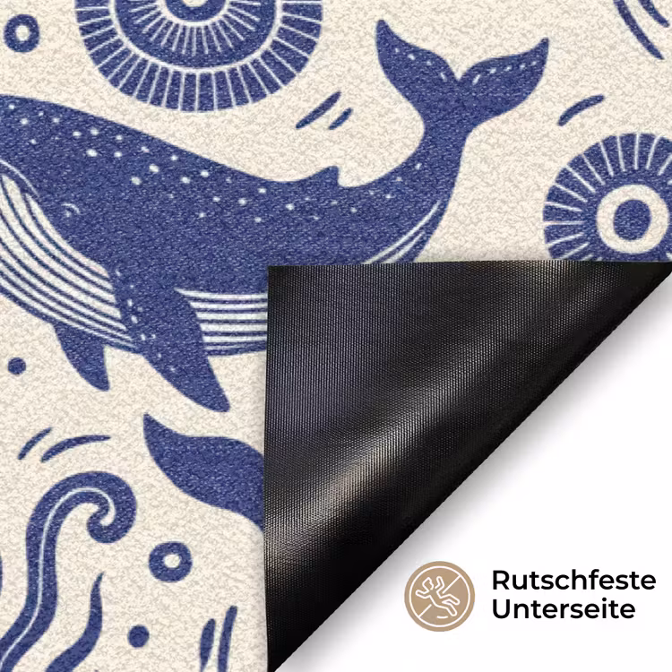 Walvis - Onderwater - Dieren - Abstract - Blauw Deurmat klein -antislip_DE