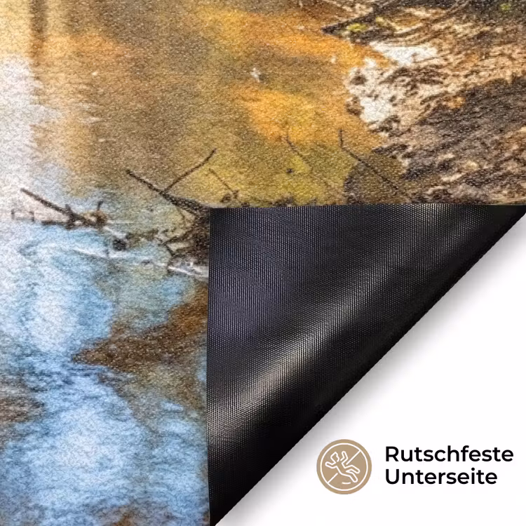 Bos - Beek - Zonlicht - Natuur - Groen Deurmat klein -antislip_DE