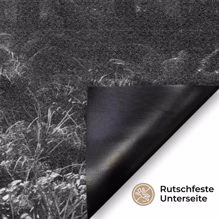 Bos - Lichtstralen - Natuur - Zwart-wit Deurmat klein -antislip_DE