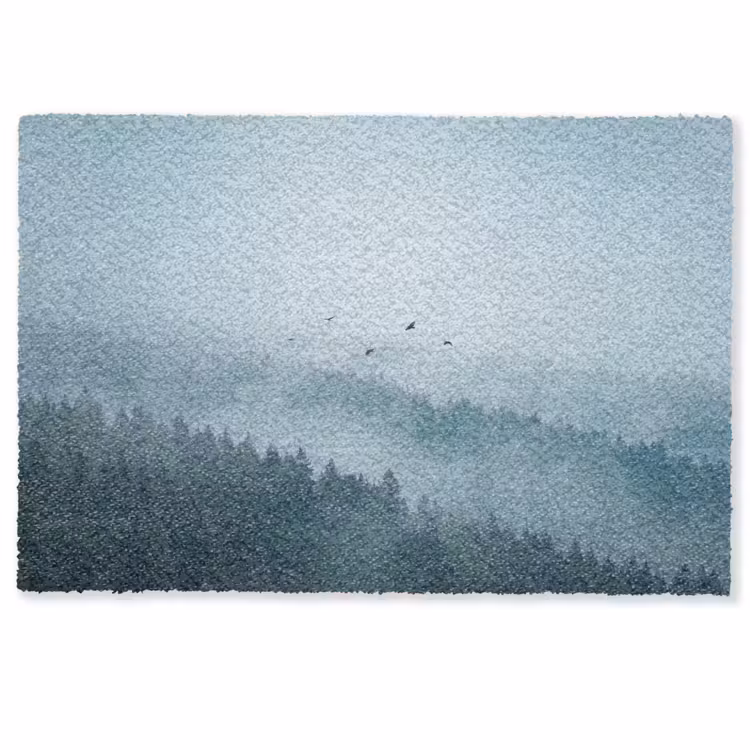 Bos - Mist - Vogels - Natuur - Groen Deurmat klein -zkaufland3d