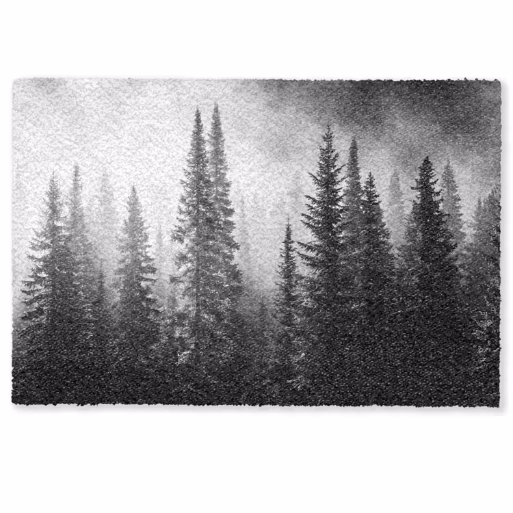 Bos - Mist - Winter - Monochroom - Natuur Deurmat klein -zkaufland3d