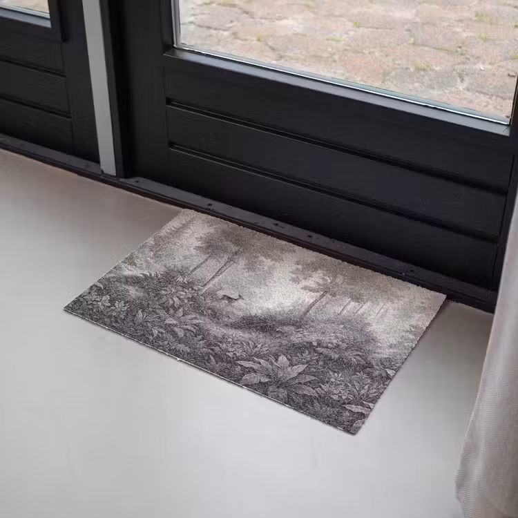 Bos - Hert - Zwart - Wit Deurmat klein -sfeer2