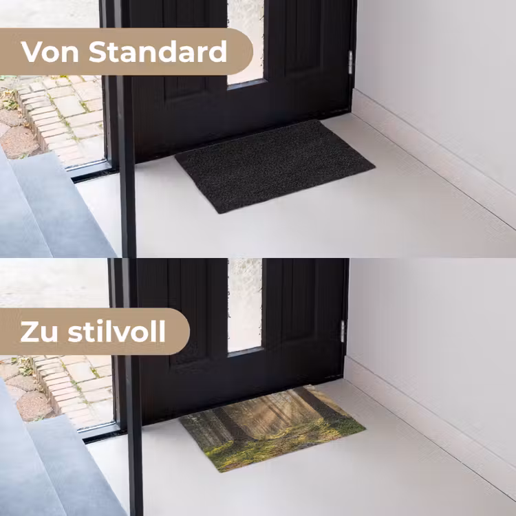 Bos - Zonlicht - Gras Deurmat klein -voor-na_DE
