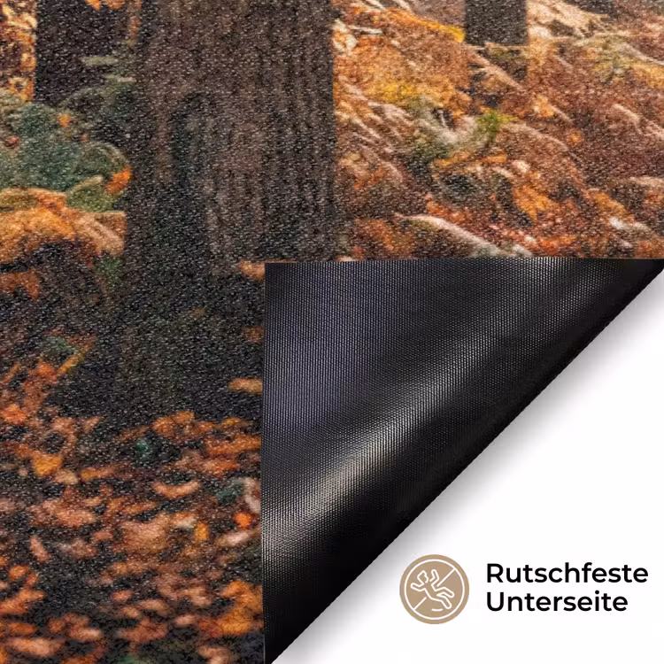 Bospad - Herfstbos - Bladeren - Oranje - Nostalgisch Deurmat klein -antislip_DE