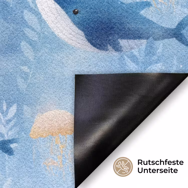 Walvissen - Oceaan - Blauw Deurmat klein 898 -antislip_DE