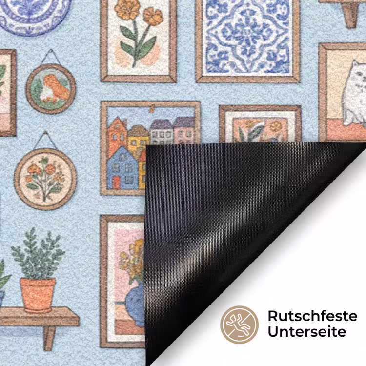 Wanddecoratie - Collectie - Huis - Illustratief - Kleurrijk Deurmat klein -antislip_DE