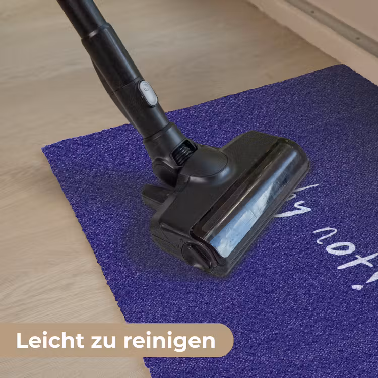 Why not - Blauw - Handgeschreven Deurmat klein -reinigen_DE