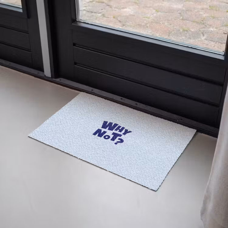 Why not - Blauw - Licht blauw - Quote Deurmat klein -sfeer2