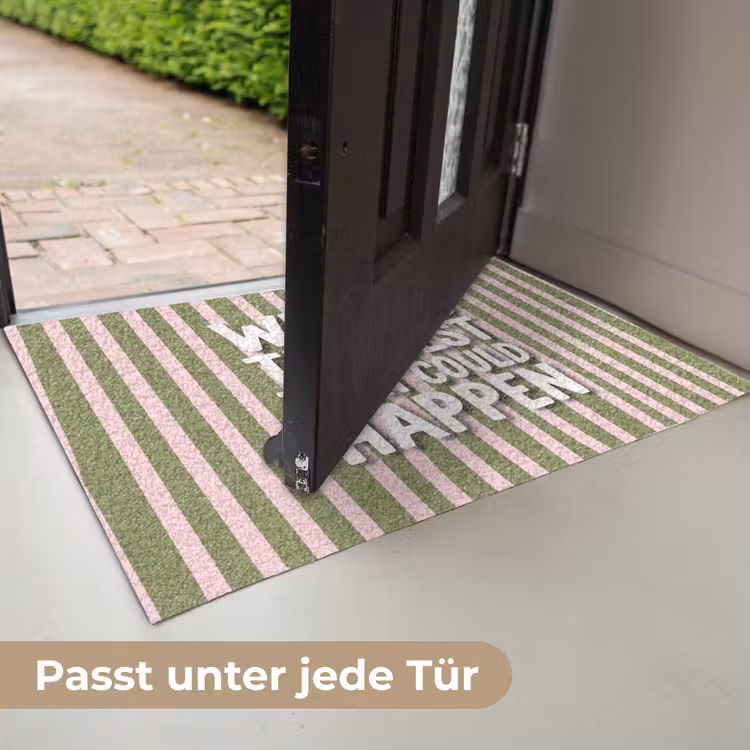 What's the best that could happen - Strepen - Groen - Roze Deurmat klein -USP_DE