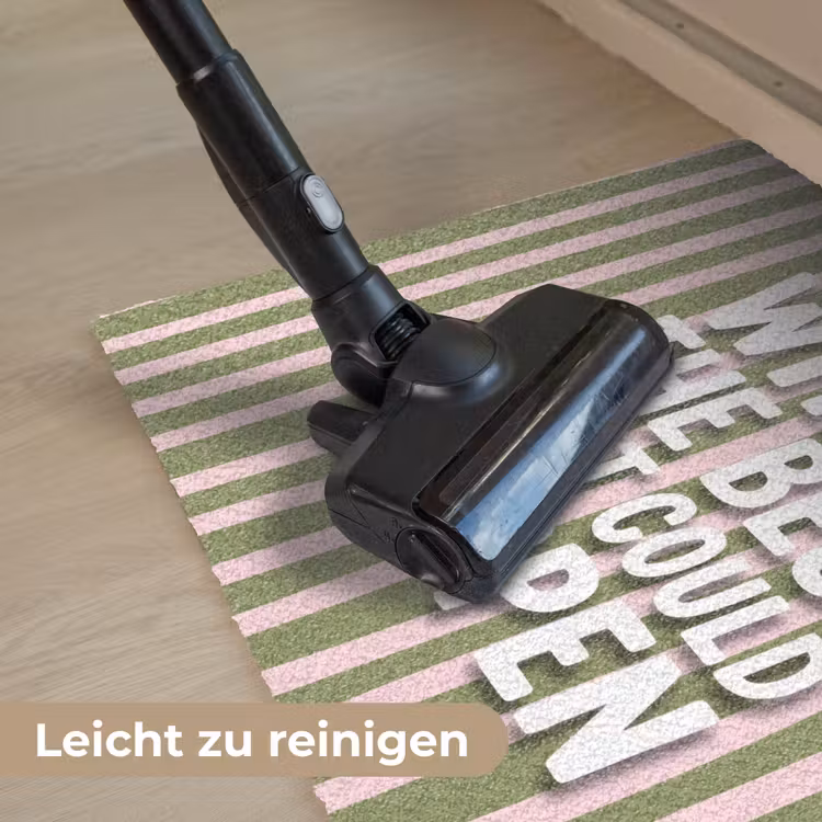 What's the best that could happen - Strepen - Groen - Roze Deurmat klein -reinigen_DE