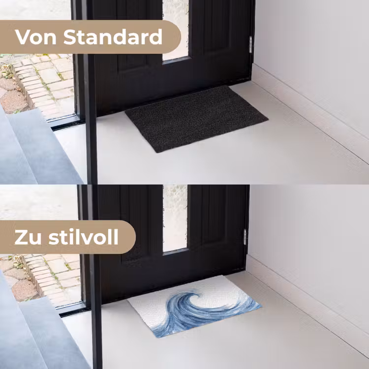 Water - Beweging - Natuur - Modern - Blauw Deurmat klein -voor-na_DE