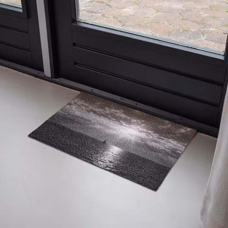 Water - Boot - Lucht - Natuur - Zwart-wit Deurmat klein -sfeer2