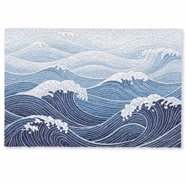Water - Mozaïek - Landschap - Modern - Blauw Deurmat klein -zkaufland3d
