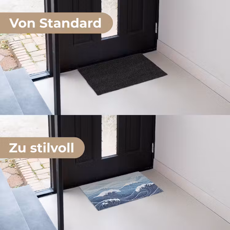 Water - Mozaïek - Landschap - Modern - Blauw Deurmat klein -voor-na_DE