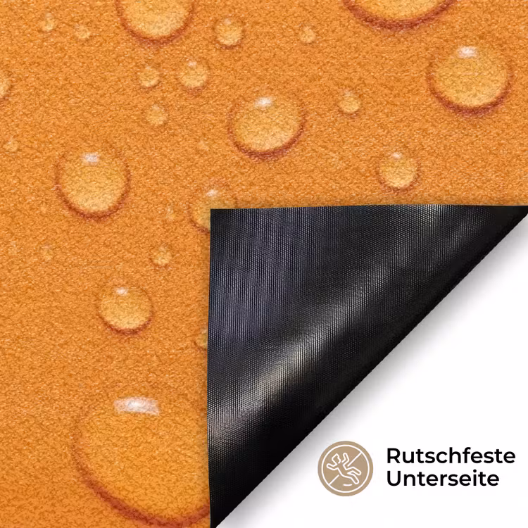 Water - Druppels - Oranje Deurmat klein -antislip_DE