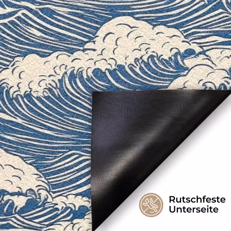 Golven - Klassiek - Blauw Deurmat klein 898 -antislip_DE