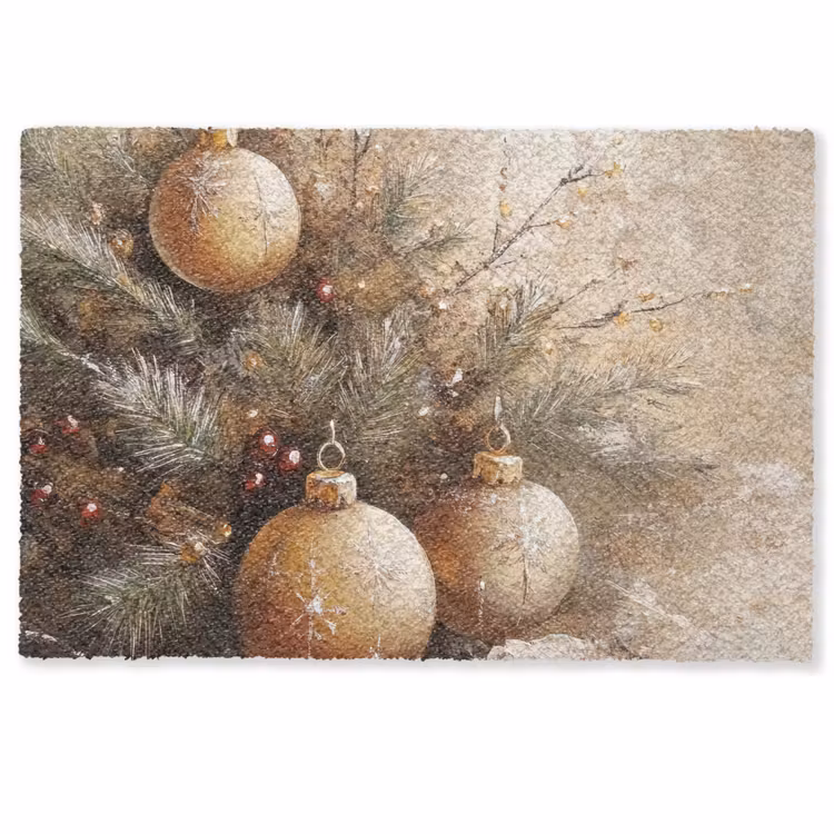 Kerst - Kerstballen - Beige - Goud Deurmat klein -zkaufland3d