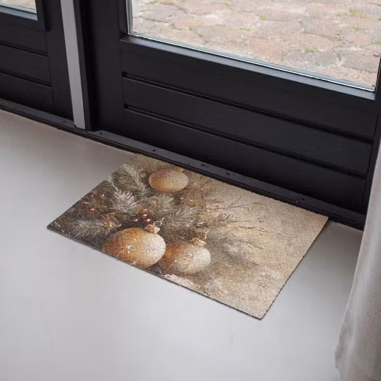 Kerst - Kerstballen - Beige - Goud Deurmat klein -sfeer2