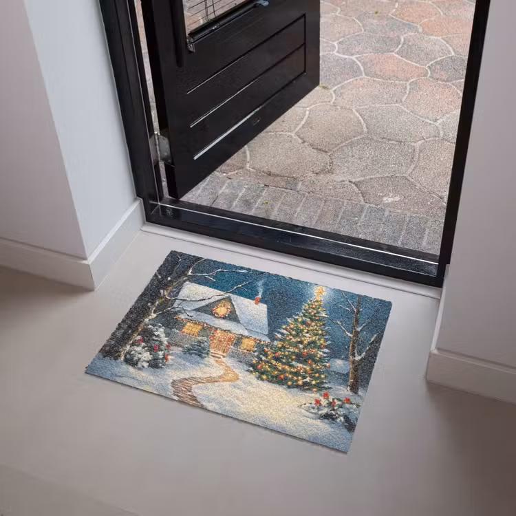 Kerst - Kerstboom - Winter - Huis - Sneeuw Deurmat klein -sfeer5