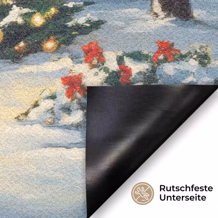 Kerst - Kerstboom - Winter - Huis - Sneeuw Deurmat klein -antislip_DE