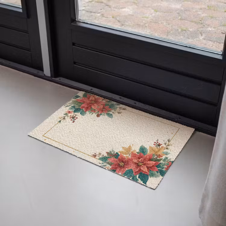 Kerst - Poinsettia - Omlijsting - Kleurrijk Deurmat klein -sfeer2