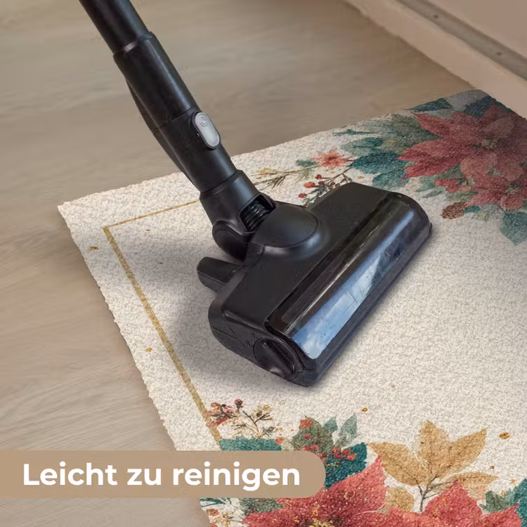 Kerst - Poinsettia - Omlijsting - Kleurrijk Deurmat klein -reinigen_DE