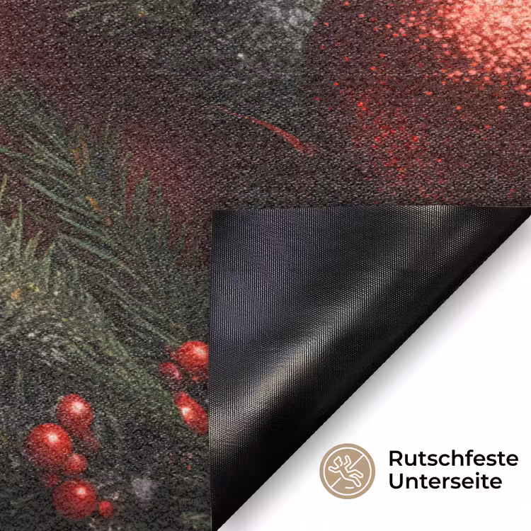 Kerst - Quote - Rood - Kerstballen Deurmat klein -antislip_DE