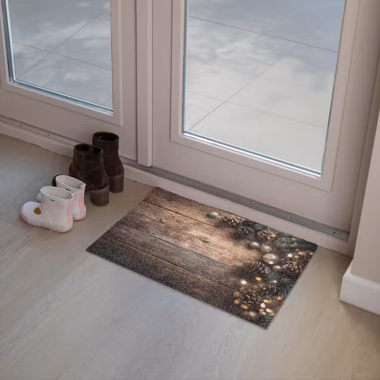 Kersthoekdecoratie - Dennenappels - Lichtjes Deurmat klein -sfeer3