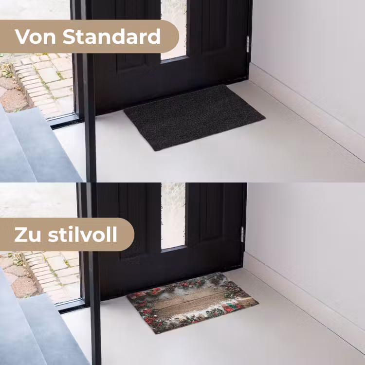Kerstdecoratie - Geschenken - Hout - Veelkleurig Deurmat klein -voor-na_DE