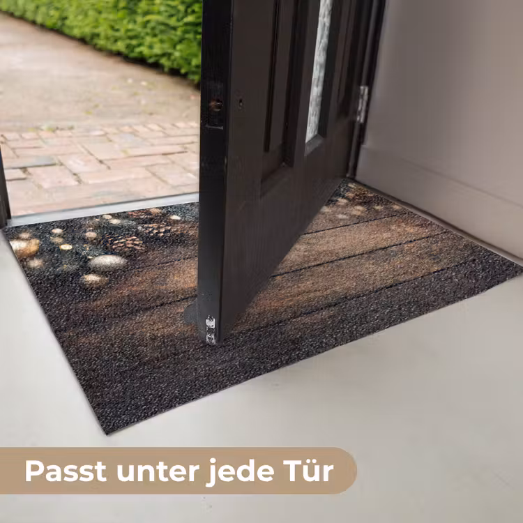 Kerstdecoratie - Houten - Dennenappel - Bruin Deurmat klein -USP_DE