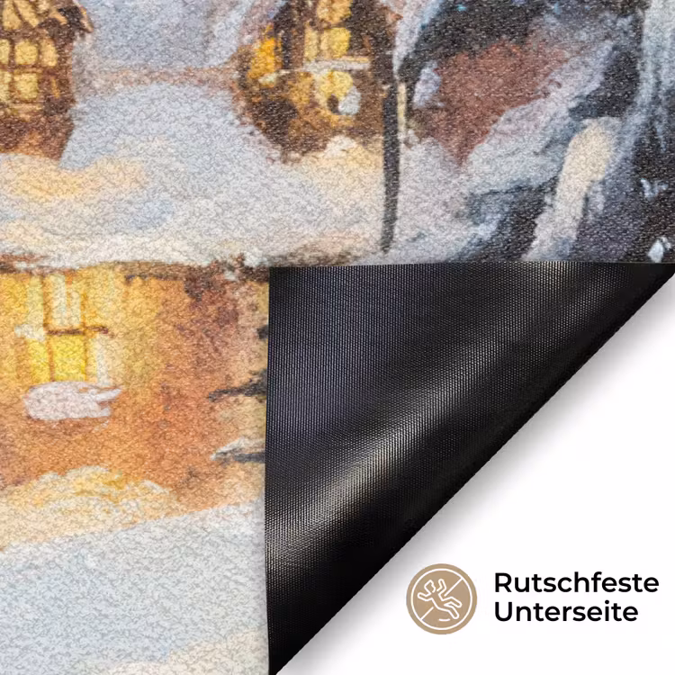 Kerstdorp - Huizen - Sneeuw - Kerst Deurmat klein -antislip_DE
