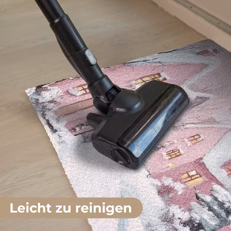 Kerstdorp - Roze - Winter - Sneeuw - Huizen Deurmat klein -reinigen_DE
