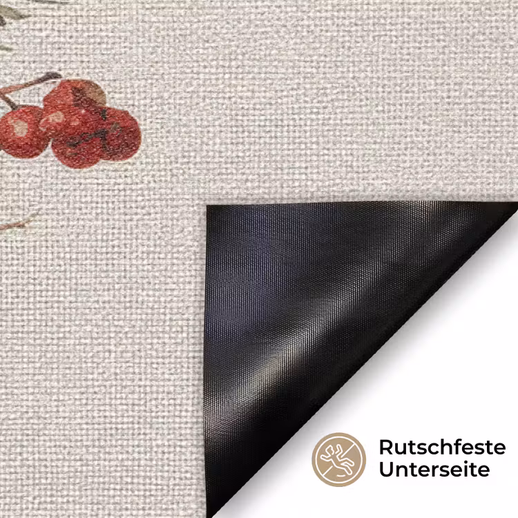 Kerststuk - Poinsettia - Dennenappels - Rood Deurmat klein -antislip_DE