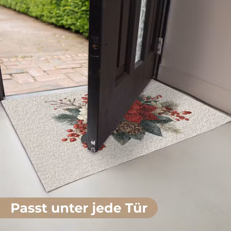 Kerststuk - Poinsettia - Dennenappels - Rood Deurmat klein -USP_DE