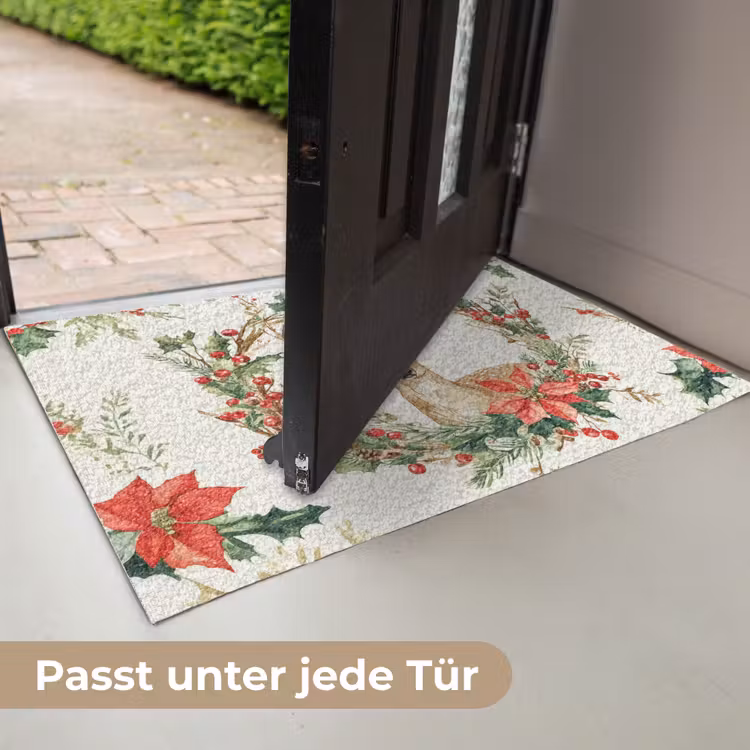 Kerstkrans - Hert - Hulst - Rood Deurmat klein -USP_DE