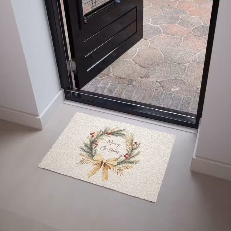 Kerstkrans - Kerst - Goud - Beige Deurmat klein -sfeer5