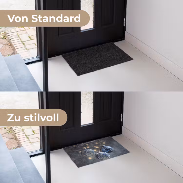Kerstbal - Versierd - Blauw Deurmat klein -voor-na_DE