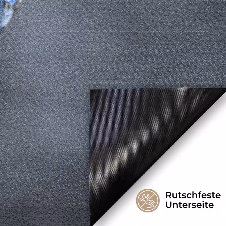 Kerstbal - Versierd - Blauw Deurmat klein -antislip_DE