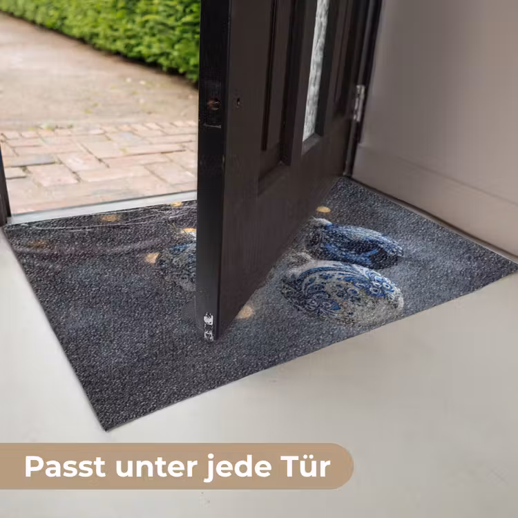 Kerstbal - Versierd - Blauw Deurmat klein -USP_DE