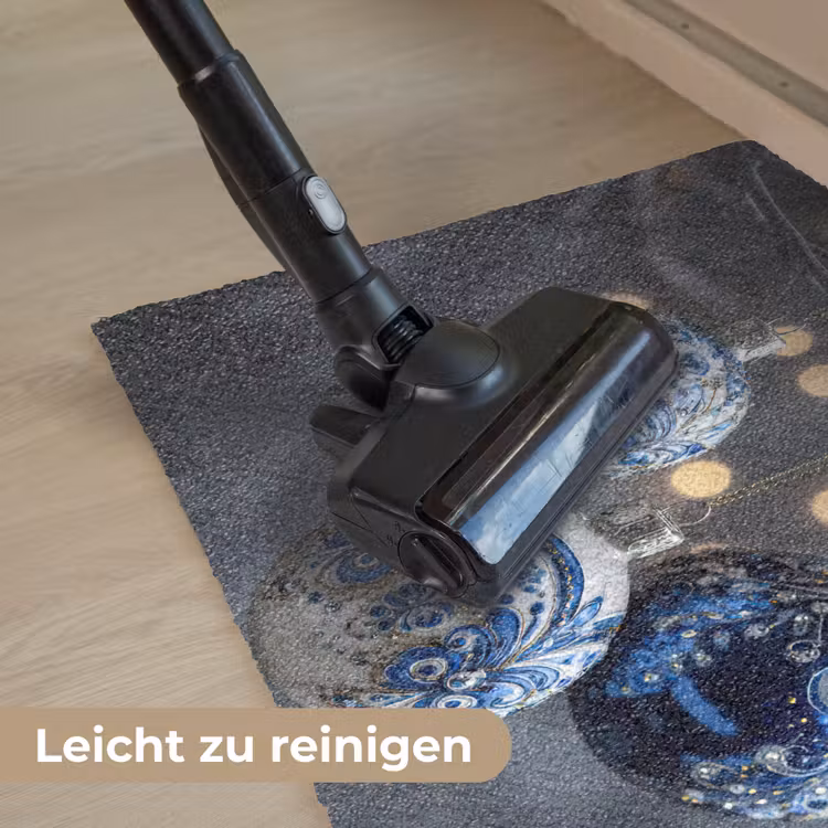 Kerstbal - Versierd - Blauw Deurmat klein -reinigen_DE