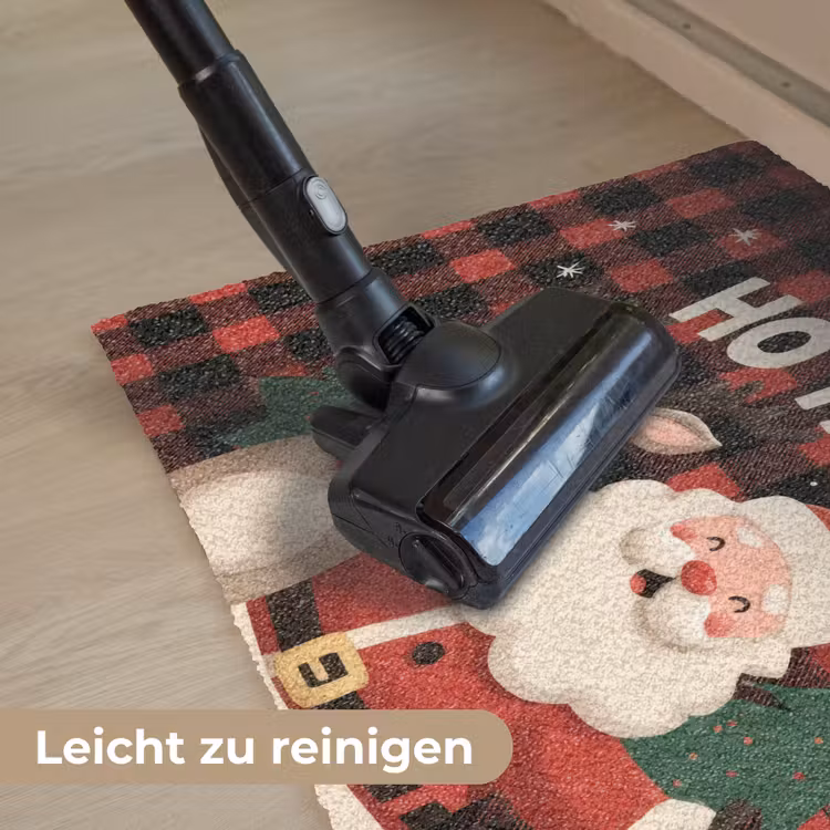 Kerstman - Rendier - Tekst - Rood - Zwart Deurmat klein -reinigen_DE