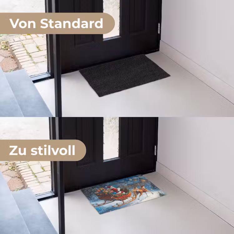Kerstman - Rendier - Kerst - Sneeuw Deurmat klein -voor-na_DE