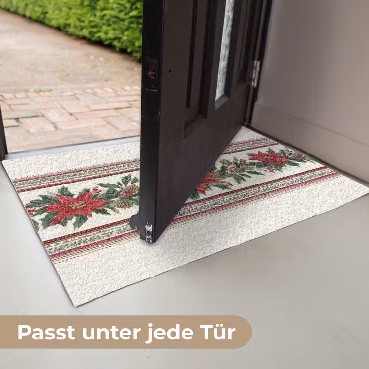 Kerststrook - Poinsettia - Rood - Groen Deurmat klein -USP_DE