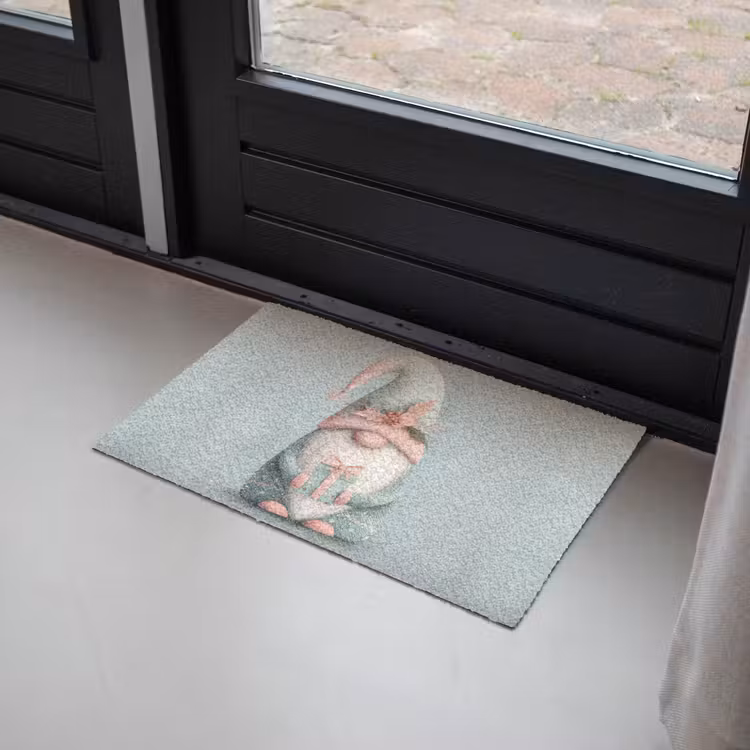 Kerstgnome - Cadeau - Groen Deurmat klein -sfeer2